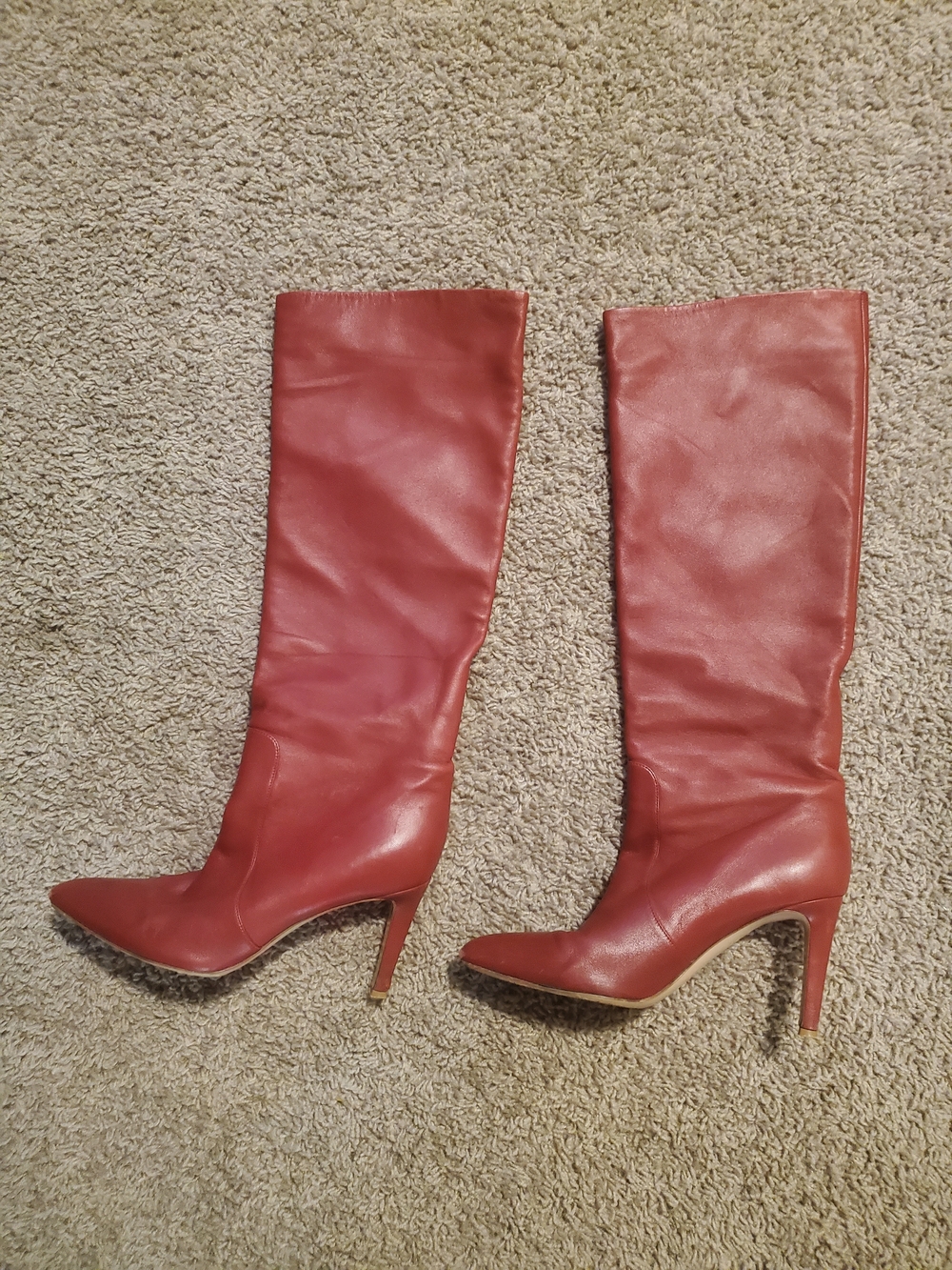Gianvito Rossi Red Leather Knee-High Stiletto Boots EU 39 Made in Italy - Picture 2 of 10
